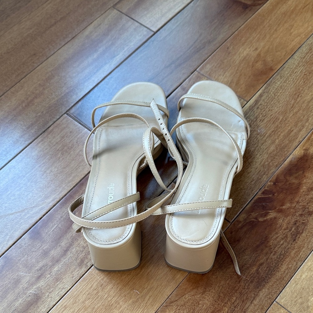 Larroude Tan Strappy Sandals